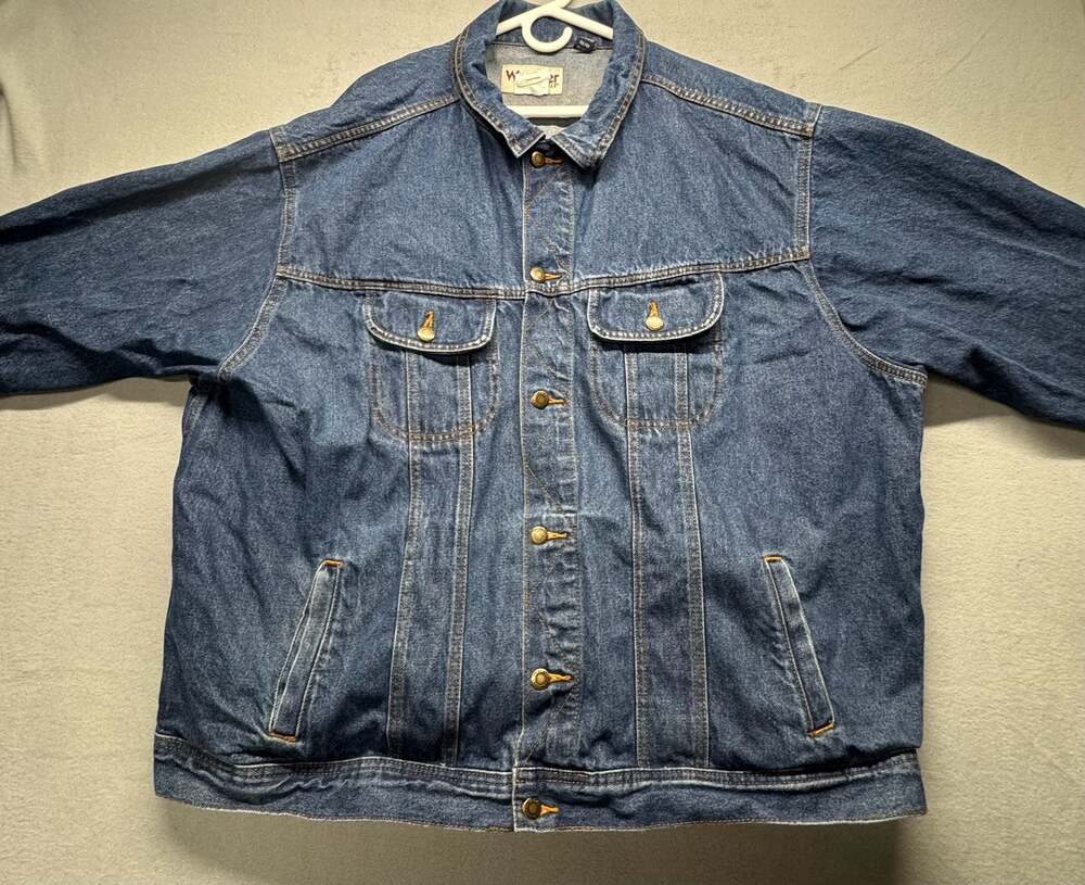 Wrangler Rugged Wear Men's Denim Trucker Jacket, Blue, Size 4X
